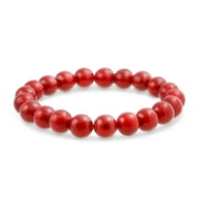 Red Simulated Coral Bead Stretch Bracelet 9mm