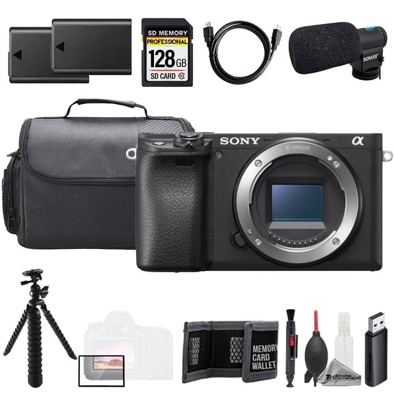 Sony Alpha a6400 (Body)   Mic   128GB   Extra Battery  Tripod- Accessory Kit (International Version)