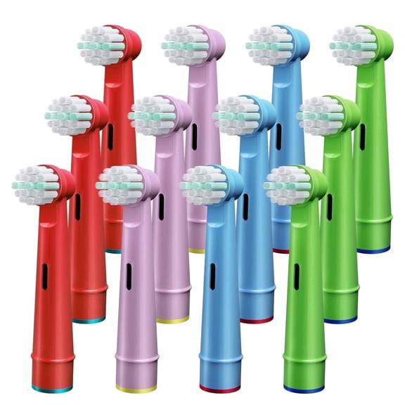 GENKENT Kids Toothbrush Replacement Heads Compatible with Oral B, 12 Pcs Soft Bristles Electric Toothbrush Heads Refill for Kids Aged 3-12