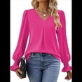 thumbnail image 3 of Blusas de Larga para Mujer 2025, Elegantes, Informales, con Cuello en V, Tipo Túnica, Blusa Holgada de para el Trabajo. Rosa Roja XXL, 3 of 5