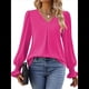 thumbnail image 3 of Blusas de Larga para Mujer 2025, Elegantes, Informales, con Cuello en V, Tipo Túnica, Blusa Holgada de para el Trabajo. Rosa Roja L, 3 of 5