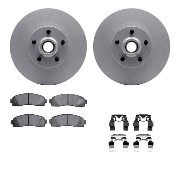 Dynamic Friction Company Front Geospec Brake Rotors with Heavy Duty Brake Pads includes Hardware 4212-99150