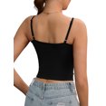 thumbnail image 3 of INSPIRE CHIC Women's V Neck Ribbed Spaghetti Straps Camisole Tummy Control Tank Top M Black, 3 of 5