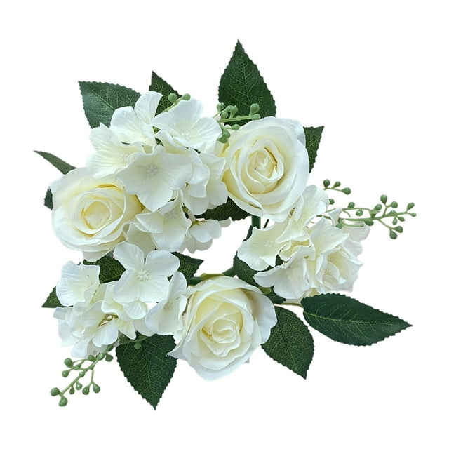 20 Cm Pilar Vela Anillos Guirnalda Guirnalda Centros de Mesa Floral Artificial para La Decoración de La Boda , blanco