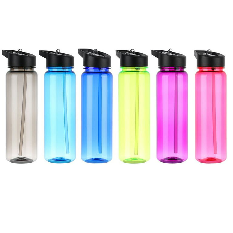 750ml Sport Portable Leakproof with Straw Water Bottles Food Degree Plastic  Drinking Cup Clear GREEN 