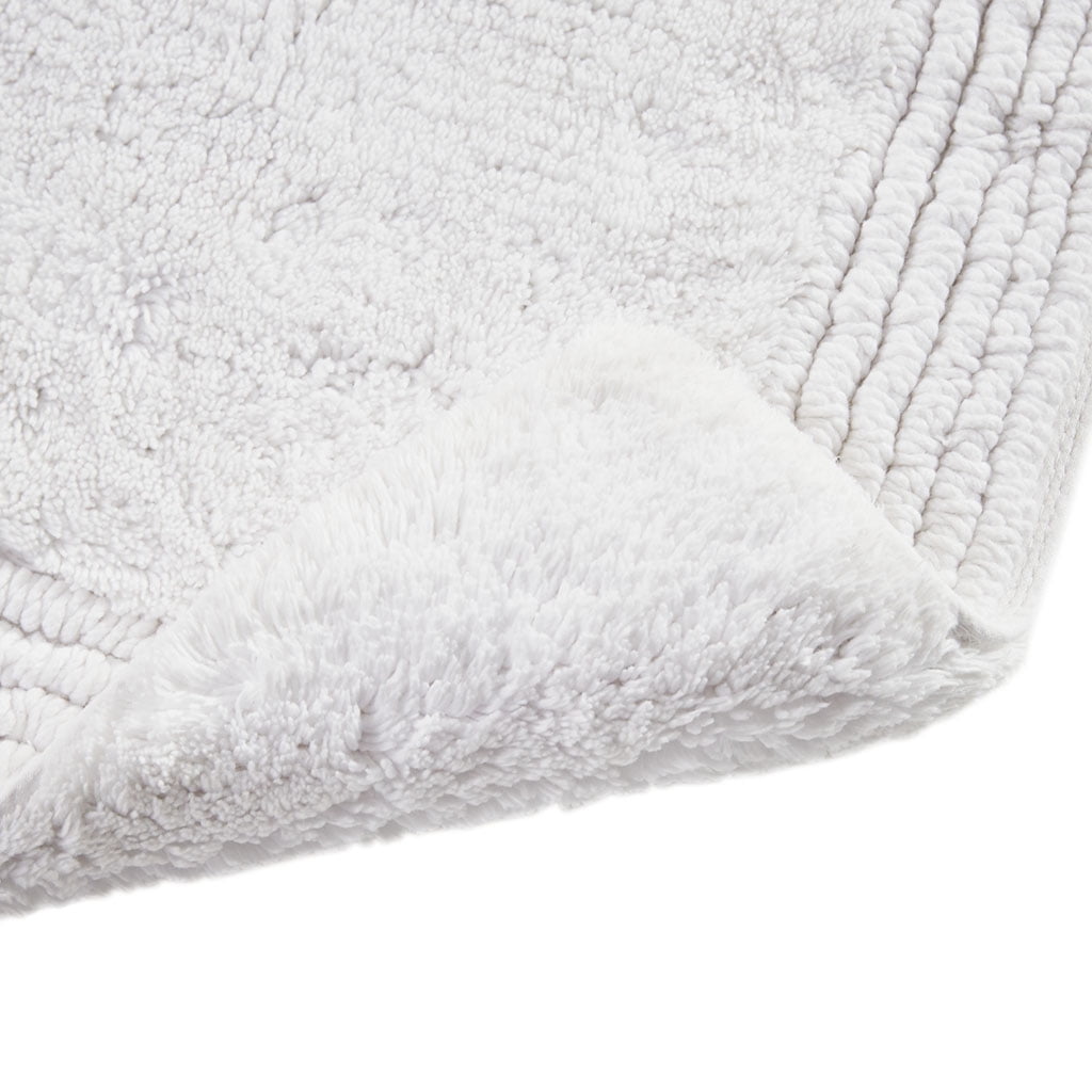100% Cotton Tufted 3000 GSM Reversible Bath Rug 24x72 Inches White, Luxury Plush High Pile Bathroom Rug, Machine Washable Shower Mat for Bathroom