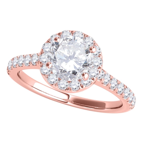 Aonejewelry 3/4 Carat Halo Engagement Diamond Ring Crafted In 14k Solid Rose Gold