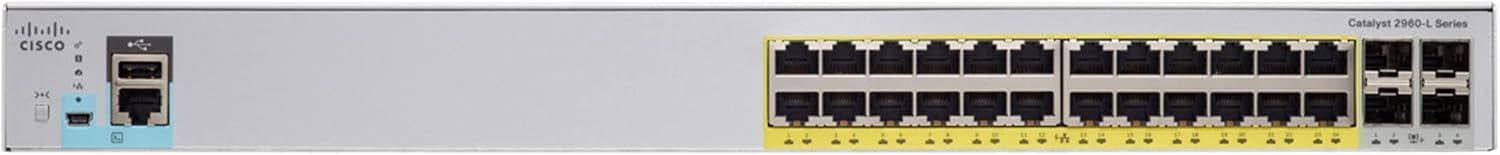 Restored Cisco Catalyst V01 24-Port Ethernet Switch, PoE, Layer 2 Smart Managed P/N: WS-C2960L-24PS-LL (Refurbished)