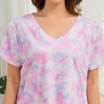 thumbnail image 3 of Smilooen Tie Dye Womens Pajama Sets Short Sleeve 2 Piece PJ Sets Women Summer Loungewear with Pockets, S-2XL, 3 of 7