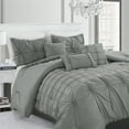 thumbnail image 2 of JML King Comforter Set 7 piece, Grey, Needle Stitch Pinch Pleat Design Comforter, 2 of 5