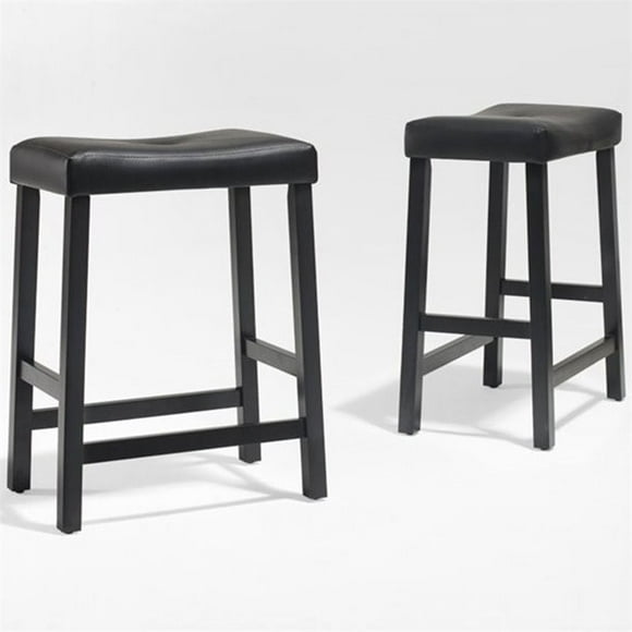 Crosley Furniture Tabouret de Comptoir en Bois et Similicuir 24 Pouces Noir (Ensemble de 2)