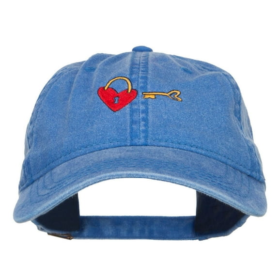 Lock and Key Love Embroidered Washed Cap - Royal OSFM