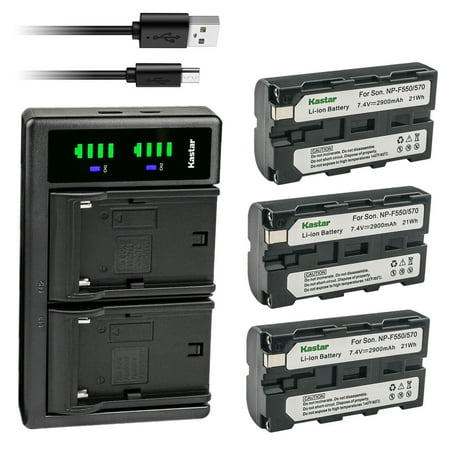 Kastar 3-Pack NP-F550/F570 Battery and LTD2 USB Charger Replacement for Sony DCR-TRV58 DCR-TRV620 DCR-TRV7 DCR-TRV720 DCR-TRV735 DCR-TRV820 DCR-TRV9 DCR-TRV900 DCR-TV900 DCR-VX1000 DCR-VX2000 Camera