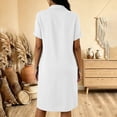thumbnail image 6 of Ygbgbb Women Lapel Collar Linen Blend Midi Dress, Short Sleeve Half‑Button Front Tunic Dress with Side Pockets for Summer Vacation and Daily Casual Outfits White L, 6 of 6