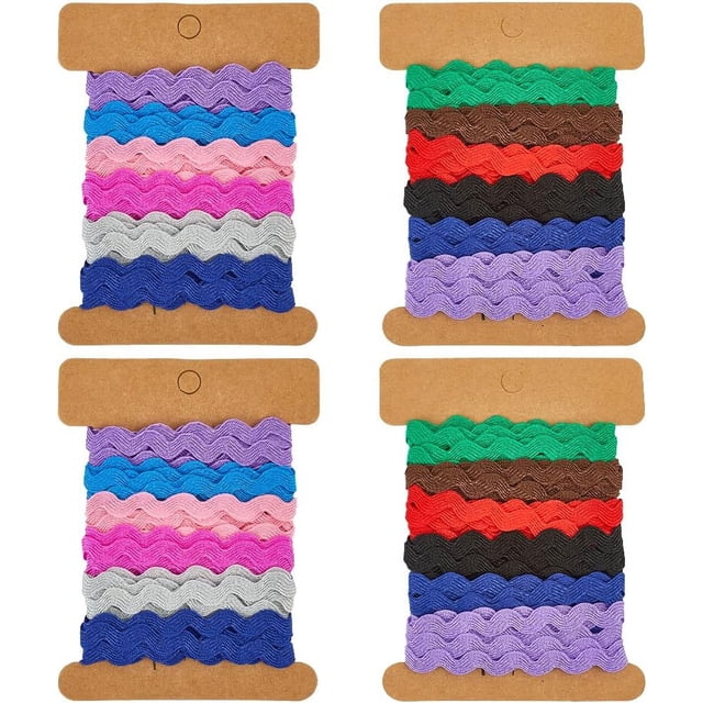 24 yardas de cinta de adorno de zigzag en 2 estilos, de 1/4 de pulgada (7,5 mm), con flecos ondulados para coser, encaje de tela tejida