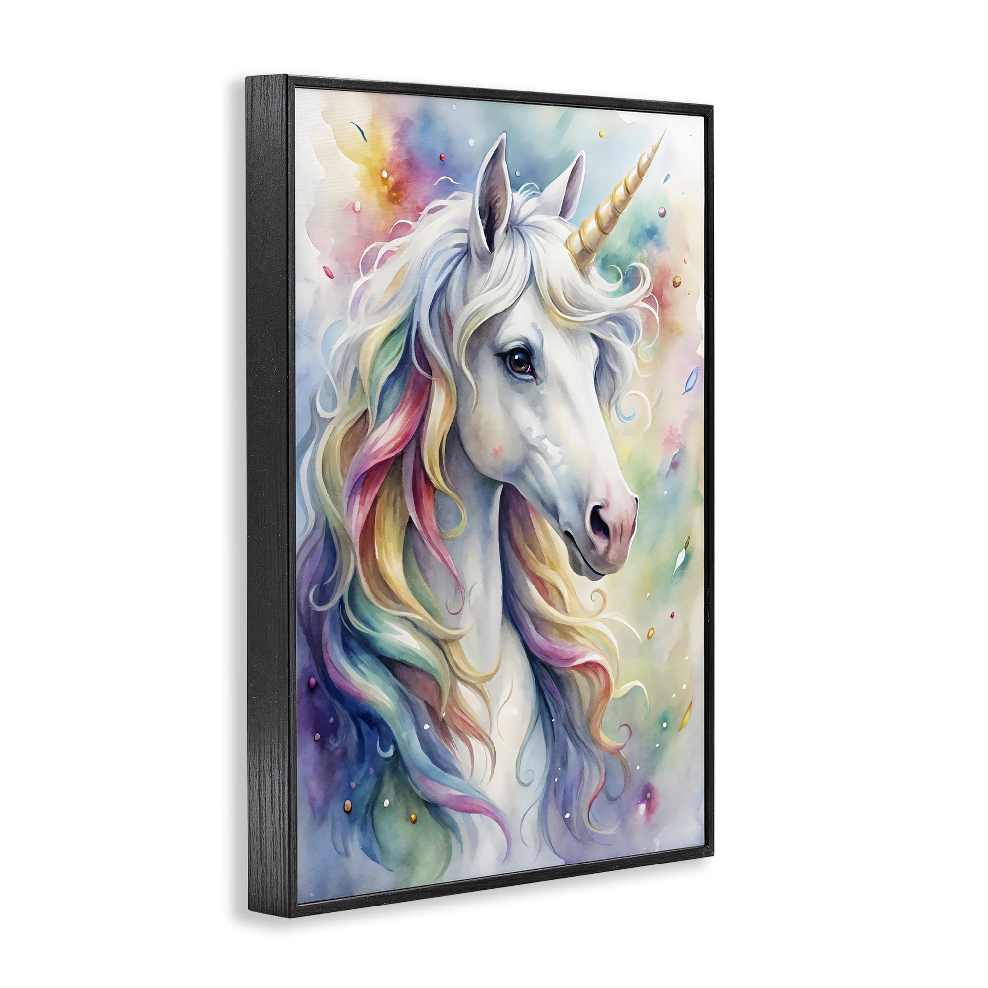 Stupell Industries Pastel Colorful Unicorn Black Framed Giclee Art, design by Creative Studio