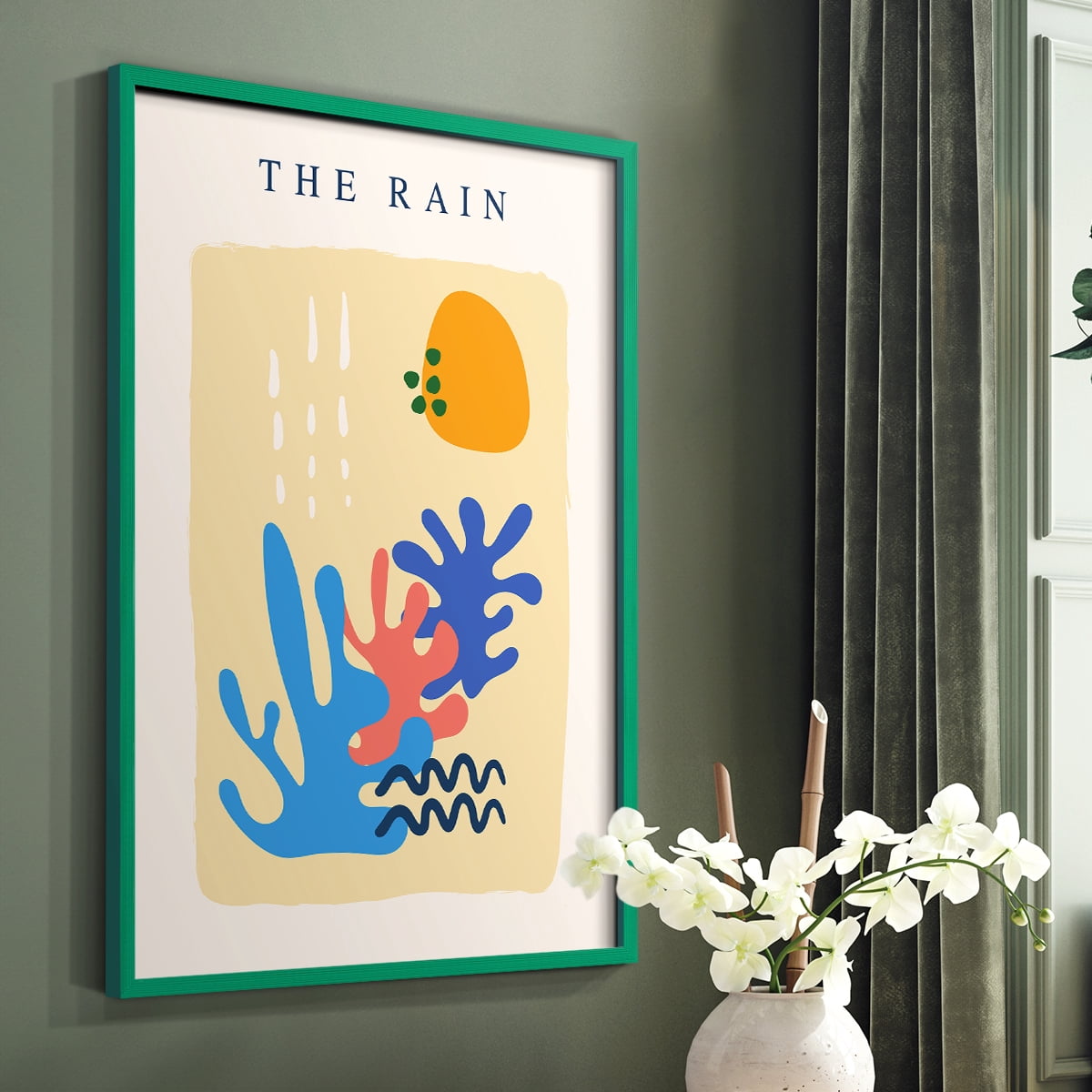 Matisse CDLXIV in Green Solid Wood Framed Print No Nail Hanging
