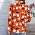 thumbnail image 7 of Delconic Womens Halloween Print Button Down Shirt Long Sleeve Casual Regular Fit Collared Blouse Pumpkin Pattern Top Orange M, 7 of 7