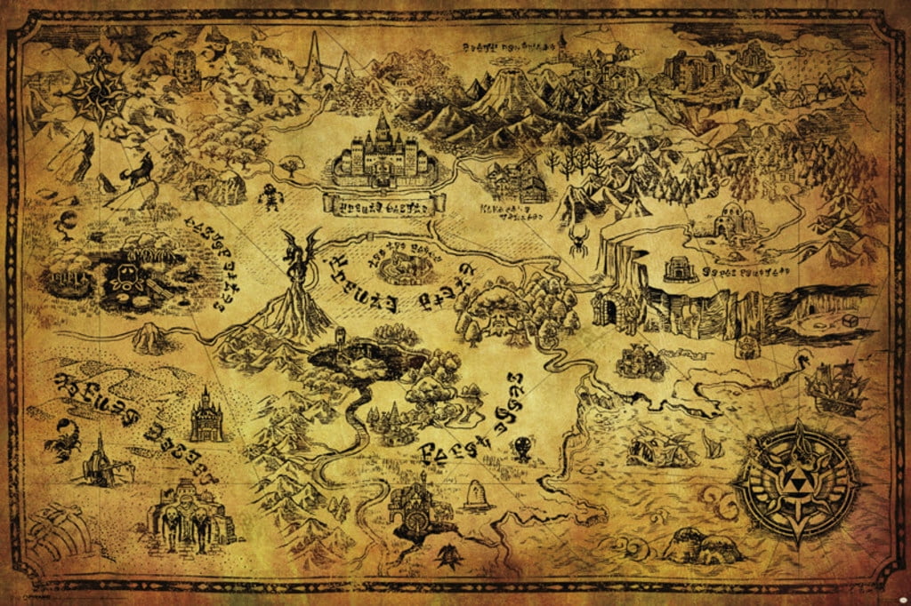 Zelda Botw Map Poster Legend Of Zelda Map Video Game Cool Wall Decor Art Print Poster 36X24 Inch  - Walmart.com
