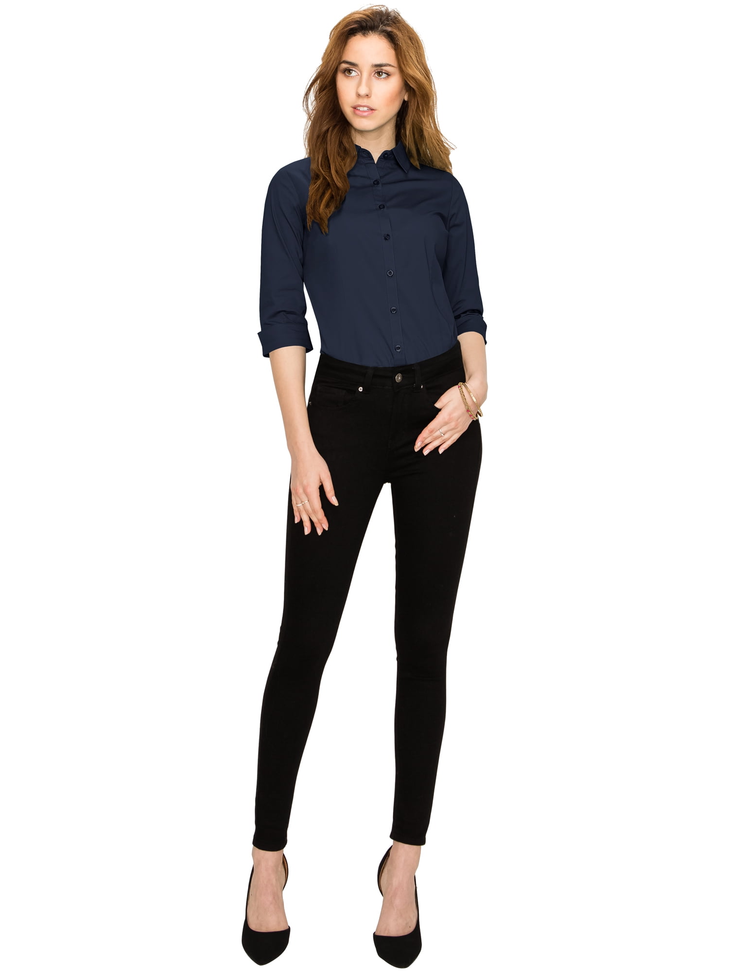 black button down shirt women walmart
