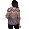 thumbnail image 2 of Alfred Dunner Womens  Textured Chevron Ruched Sleeve Top, 2 of 6
