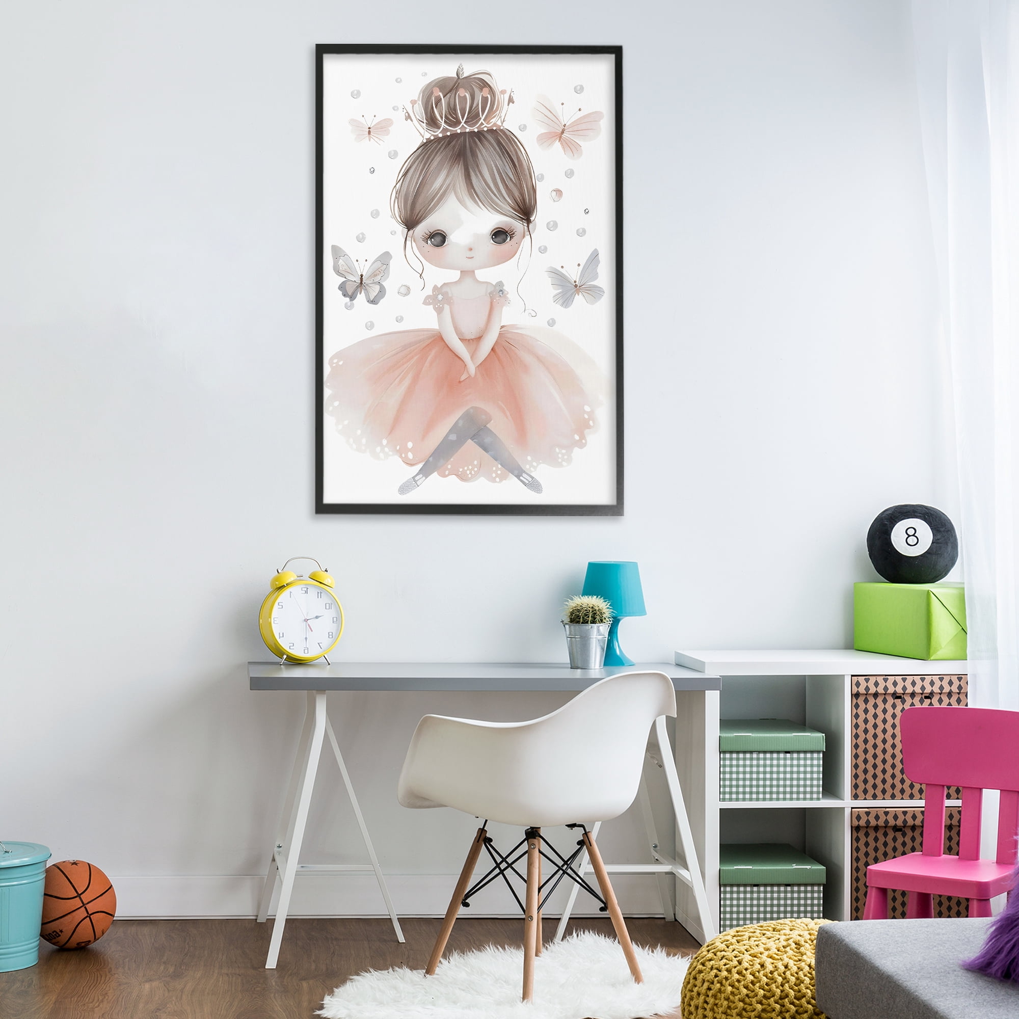 Stupell Industries Sweet Butterfly Fairytale Princess Black Framed Giclee Art, design by Creative Studio