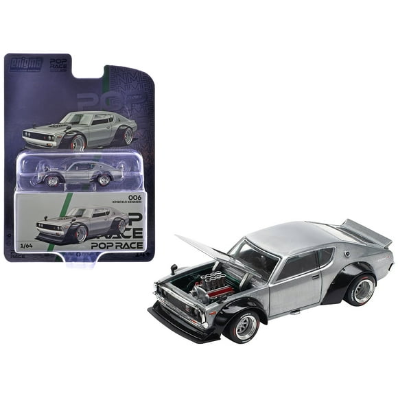 Skyline KPGC110 "Kenmeri" RHD (Direction Droite) Métal Brut "Édition Exclusive Enigma" Modèle Réduit 1/64 par Pop Race