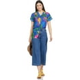 thumbnail image 4 of Stylore Womens Hawaiian Shirt Short Sleeve Blouse Big Hibiscus Blue L, 4 of 7