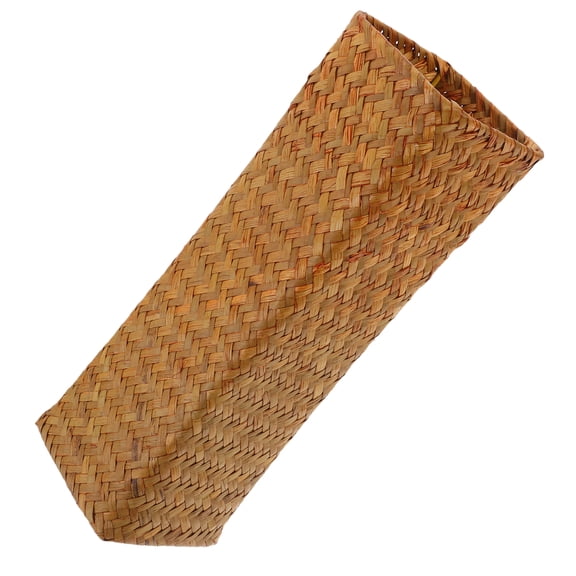 FENGGUIQU Brown Straw Vase Woven Flower Vase Decorative Home Desktop Flower Holder