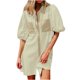 thumbnail image 1 of Camisas de Cuello en V de Manga Corta para Mujeres Vestido de Túnica de Rayas con Botón de Verano con Bolsillos, 95% Poliéster 5% Spandex para Diario Y Fiesta, 1 of 8