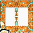 thumbnail image 6 of Metal Light Switch Plate Cover Orange Teal Flower Mandala Tile Pattern MDL015, 6 of 13