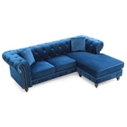 Glory Furniture Nola Sofa Chaise in Navy Blue Color