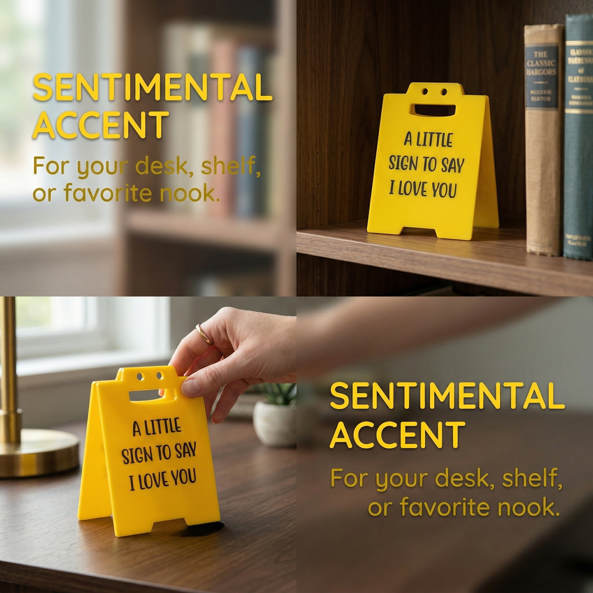 Unique Bargains Extra Stable Acrylic Desk Sign Gift Keepsake Block Yellow Style A 5.0in