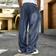thumbnail image 4 of Men's Corduroy Wide Leg Sweatpants Baggy Elastic Waist Drawstring Pants Loose Fit Casual Streetwear Fall Winter Clothes Blue S, 4 of 5