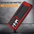 thumbnail image 7 of Samsung Galaxy S21 Ultra Metal Case with Screen Protector, Dteck Heavy Duty Military Rugged Shockproof Full Body Protective Cover with Kickstand, Water-Resistant, Slide Camera Protector Cover,Red, 7 of 7