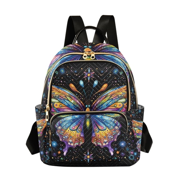ALAZA Multi-color Butterfly Shiny Womens Travel Laptop Backpack Large Daypack Ladies Shoulder Bags S