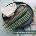 thumbnail image 2 of Reusable Glass Drinking Straw Translucent Straws Bent Straight Glass Straws with Cleaning Brush Bar Party Accessory 8pcs Clear, 2 of 5