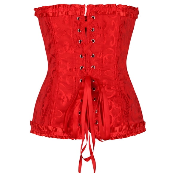 Dress Woman Womens Vintage Gothic Corset Party Floral Lace Corset Bustier Strapless Lace Bodyshaper Tops Fishbone Corset S-123 Red-a XL