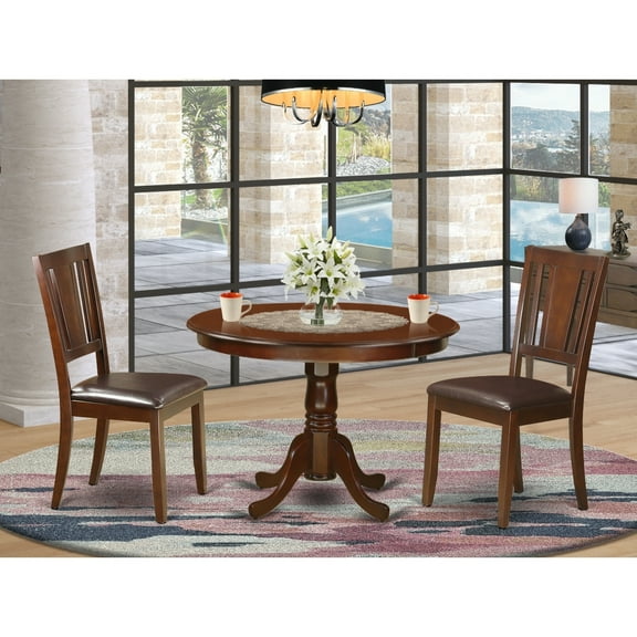 Round Dining Table Set for 2 - 42 Inch Kitchen Table with Chairs - Small Space Dining Room Furniture