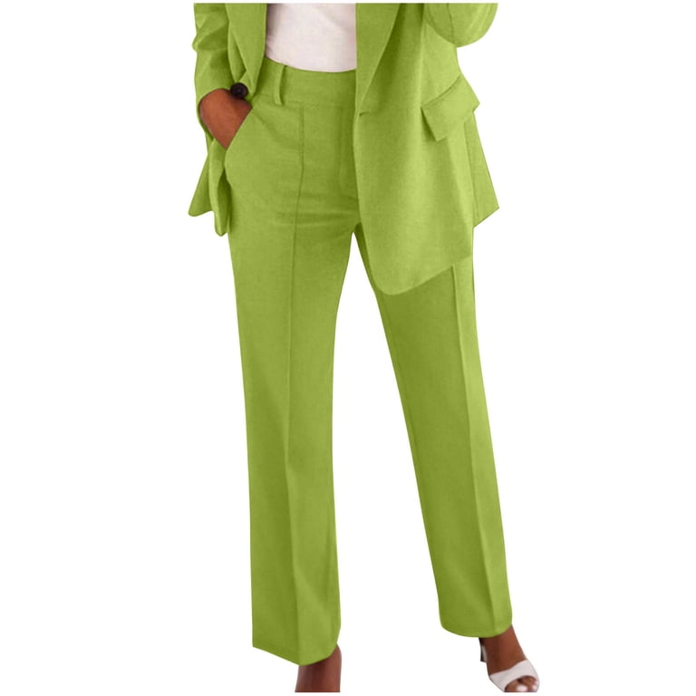 Fanxing Women's Plus Size Dress Pants High Waisted Straight Leg Business  Trousers Versatile Business Casual Stretchy Work Slacks Green XL -  Walmart.com