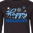 thumbnail image 4 of Inktastic Happy Holidays Blue Snowflakes Long Sleeve Youth T-Shirt, 4 of 5