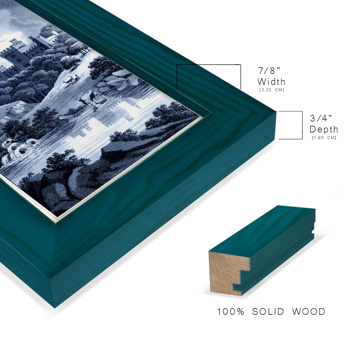 Estate View II -Framed Print w/glass-Ocean Blue