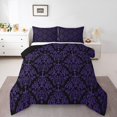thumbnail image 1 of Erosebridal Boho Black Purple Damask Bedding Todder Comforter Set, Victorian Baroque Down Comforter, Reversible 2 Pieces, 1 of 8