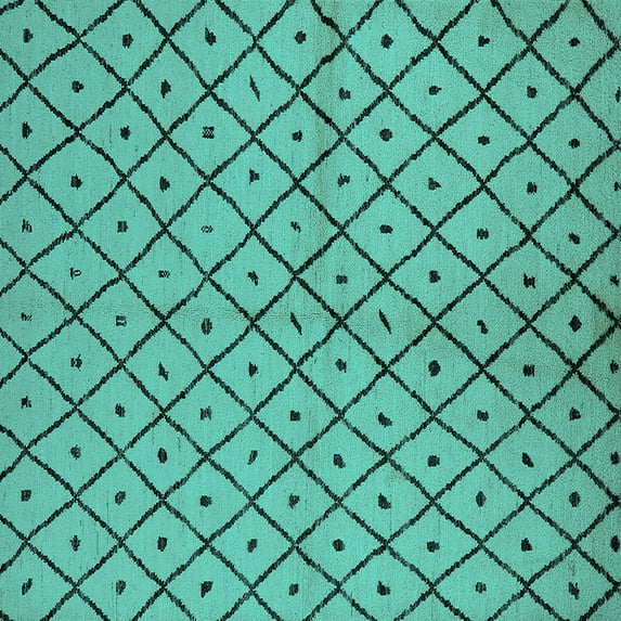 Ahgly Company Indoor Square Solid Turquoise Blue Modern Area Rugs, 4' Square