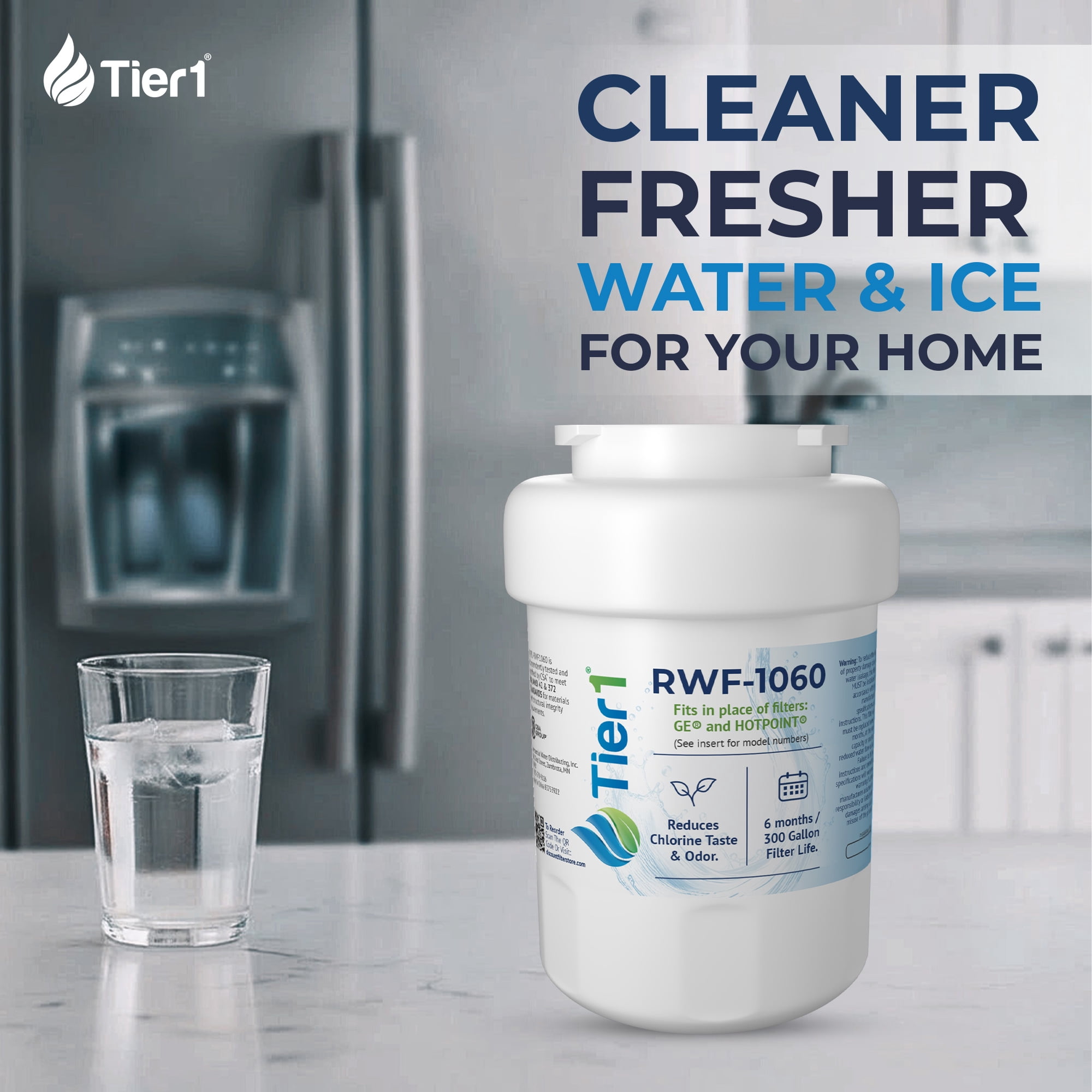 Tier1 MWF Refrigerator Water Filter 3-pk | Replacement for GE SmartWater MWFP, MWFA, GWF, GWFA, HWF, Kenmore 9991, 46-9991, 469991, WSG-1, WFC1201, Fridge Filter