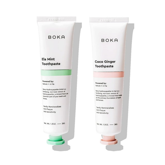 Pasta de dientes Boka Nano con hidroxiapatita sin flúor, 40 ml, paquete de 2