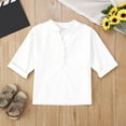 thumbnail image 4 of Boys Girls Button Up Henley Shirt Short Sleeve Lightweight Summer Cotton Linen Dress Shirts Tees Tops with One Pocket, 4 of 5