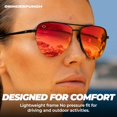 thumbnail image 6 of grinderPUNCH Polarized Aviator Sunglasses Men Women Retro Vintage Pilot Sun Glasses UV400 Protection - Red, 6 of 9