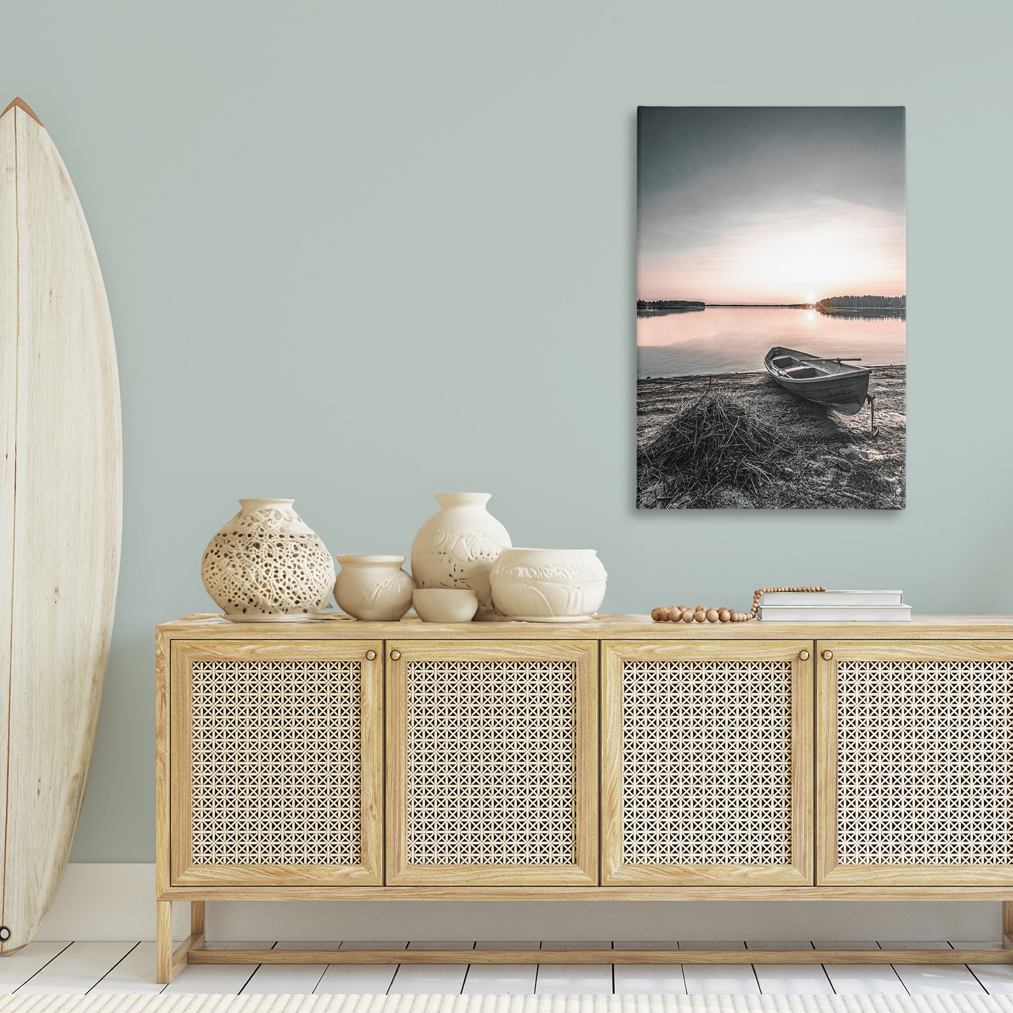 Stupell Industries Deserted Canoe on Shore Landscape Photography Gallery Wrapped Canvas Art Print Wall Art, 30 x 45