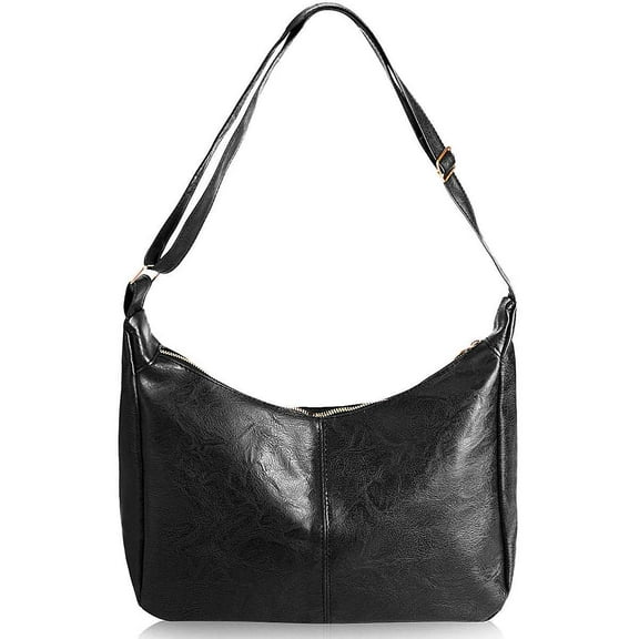 BadPiggies Hobo Bags for Women Soft Leather Large Capacity Crossbody Bag Fashion Handbag Tote Purses - Black